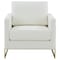 Leisuremod Lincoln Leather Accent Armchair with Gold Frame, White LA31W-L - alternate 2