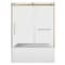 Kingston Brass 60" Acrylic Anti-Skid Alcove Right-Hand Drain Tub with Left Sliding Tub Door, White/Brushed Brass KVTAM6032R22D7 - alternate 1