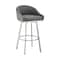 Armen Living Eleanor 30in Swivel Bar Stool in Brushed Stainless Steel with Gray Faux Leather LCELBABSGRY30 - alternate 1