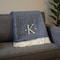 Homeroots 55" X 70" Navy Blue White Herringbone Cotton Blend K Initial Throw Blanket with Tassels Embroidery 680222 - alternate 2