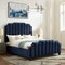 Homeroots Navy Blue Solid Wood Queen Tufted Upholstered Velvet Bed with Nailhead Trim 544922 - alternate 3