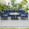 Leisuremod Chelsea 7-Piece Patio Sectional And Fire Pit Table Black Aluminum With Blue Cushions CSFBL-7BU - alternate 7