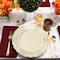 Smarty Had A Party 10" Ivory with Gold Vintage Rim Round Disposable Plastic Dinner Plates (120 Plates), 120PK 860IVG-CASE - alternate 4