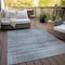 Homeroots 10' X 14' Teal Blue Gray And Charcoal Striped Washable Indoor Outdoor Area Rug 588075 - alternate 3