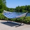 Homeroots Light Blue And Dark Blue Striped Double Hammock 643964 - alternate 3