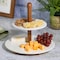 Gibson Home Gracious Dining 3 Piece 2 Tier Stoneware Server with Wooden Stand in White 136821.03R - alternate 4