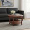 Homeroots 30" Walnut Wood Round Coffee Table With Shelf 694841 - alternate 3