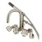 Kingston Brass 7-Inch Adjustable Wall Mount Clawfoot Tub Faucet w/ Knurled Handle and Hand Shower, Brushed Nickel AE8458RKX - alternate 1