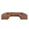 Homeroots Chestnut Italian Leather Power Reclining U Shaped Eight Piece Corner Sectional With Console 632577 - alternate 1