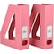 Acrimet Magazine File Holder Vertical Rack, Durable Plastic Desk Organizer, Solid Pink, 2PK 277.9 - alternate 1