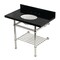 Kingston Brass 36-Inch Black Granite Console Sink with Brass Legs and Shelf, 8-Inch, 3-Hole KVPK3630KBB6 - alternate 1