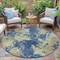 Homeroots 8' Navy Blue And Beige Round Abstract Washable Indoor Outdoor Area Rug 630695 - alternate 4