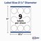 Avery Laser/Inkjet Media Labels, Inkjet/Laser Printers, 2.5in dia, Matte White, 225PK 22562 - alternate 4