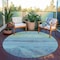 Homeroots 8' Turquoise Round Striped Washable Indoor Outdoor Area Rug 608153 - alternate 3