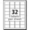 Avery Laser Label, 1 3/4 in Label W, 1 1/4 in Label H, 32 Labels per Sheet White 727826576 - alternate 3