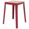 Leisuremod Tresse Stackable Plastic Square Dining Stool with Wicker Seat, Red TS12R - alternate 1