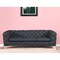 Homeroots 93" Dark Gray Italian Leather Chesterfield Sofa With Silver Legs 476529 - alternate 4