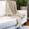 Homeroots 50" X 60" Beige Brown And Ivory Recycled Poly PET Striped Throw Blanket with Tassels 519093 - alternate 4