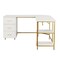 Homeroots 59" Gold Wood and Stainless Steel L Shape Computer Desk With Three Drawers 723752 - alternate 5