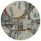 Homeroots 8' Beige Brown And Copper Round Geometric Washable Indoor Outdoor Area Rug 589370 - alternate 2