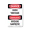 Signmission Safety Sign, OSHA Danger, 14" Height, Aluminum, High Voltage Bilingual, 1014-VP-1327 OS-DS-A-1014-VP-1327 - alternate 1
