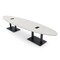 Skutchi Designs Oval Conference Table With Power Unit, 48 in W, 168 in L, Ivory HAR-OVL-48X168-DOU.BK-K458-EBLK - alternate 1