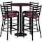 Flash Furniture Round Mahogany Bar Table, X-Base w/Brgndy Seats, Laminate Top, Wood Grain RSRB1026-GG - alternate 1