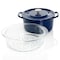 Kenmore Elite Oak Park 5 Quart Enameled Cast Iron Casserole with Lid and Glass Steamer in Blue 126364.03 - alternate 4