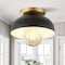 Jonathan Y Paulina 8.5" 1-Light Classic Industrial Iron LED Flush Mount, Black/Gold Painting JYL1327A - alternate 2
