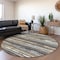 Homeroots 8' Charcoal Beige And Brown Round Striped Washable Indoor Outdoor Area Rug 598874 - alternate 4