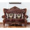 Homeroots 69in Brown And Walnut Top Grain Leather Curved Loveseat and Toss Pillows 515718 - alternate 4