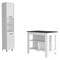 Homeroots 41in Dark Brown and White Wood Kitchen Island Set With Storage 519046 - alternate 7