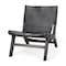 Homeroots 32" Black Genuine Leather and Solid Wood Slipper Chair 606002 - alternate 1