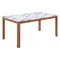 Homeroots 63" White and Natural Faux Marble and Solid Wood Dining Table 623357 - alternate 4