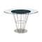 Homeroots 48" Clear And Silver Glass And Stainless Steel Pedestal Base Round Top Dining Table 569437 - alternate 1