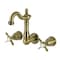Kingston Brass Double-Handle Wall Mount Bathroom Faucet, Antique Brass KS1223BEX - alternate 1