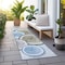 Homeroots 8' Runner Blue Gold and Gray Faux Bois Washable Non Skid Indoor Outdoor Runner Rug 564402 - alternate 3