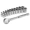 Performance Tool 21 pc. Socket Set, 1/4 in. Dr., SAE/Metric, Ratchet W38304 - alternate 1