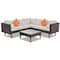 Homeroots Two Piece Outdoor Beige Wicker Sectional Seating Group with Beige Cushions 625675 - alternate 4