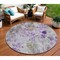 Homeroots 8' Purple Lavender And Artichoke Green Round Floral Washable Indoor Outdoor Area Rug 583126 - alternate 1