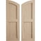 Ekena Millwork Hand Hewn 2 Equal Flat Panel w/Elliptical Top Faux Wood Shutters, 18W x 82H 76 Low Side, PR SHUFPL18X82HHPR - alternate 1