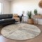 Homeroots 8' Linen And Gray Round Abstract Washable Indoor Outdoor Area Rug 606033 - alternate 4