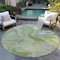 Homeroots 8' Green Blue And Gray Round Abstract Washable Indoor Outdoor Area Rug 597772 - alternate 4