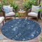 Homeroots 8' Blue And Ivory Round Abstract Washable Indoor Outdoor Area Rug 631163 - alternate 3
