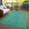 Homeroots 10' X 14' Teal Blue And Green Animal Print Washable Indoor Outdoor Area Rug 600713 - alternate 4