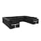 Homeroots Black Italian Leather Power Reclining U Shaped Eight Piece Corner Sectional With Console 634685 - alternate 7