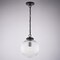 Vaxcel Linden 1-Light Matte Black Globe Pendant Light with Clear Ribbed Glass Shade Art Deco P0456 - alternate 3