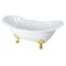 Kingston Brass 72" Cast Iron Oval Double Slipper Clawfoot Tub, 7" Faucet Drillings, White/Polished Brass VCT7D7231NC2 - alternate 1