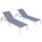 Leisuremod Marlin Patio Chaise Lounge Chair with White Aluminum Frame, Dark Grey, 2PK MLW-77DGR2 - alternate 1