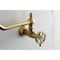 Kingston Brass Wall Mount Pot Filler Faucet with Knurled Handle, Brushed Brass KS2107RKX - alternate 2
